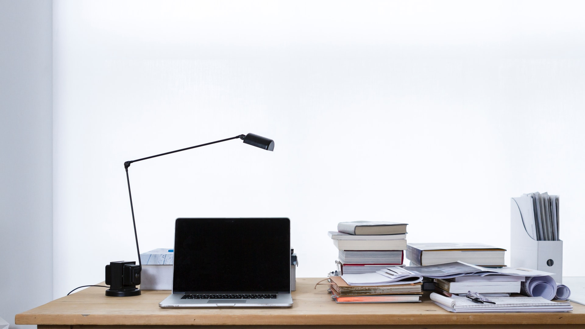 White Background with a Wooden Desk