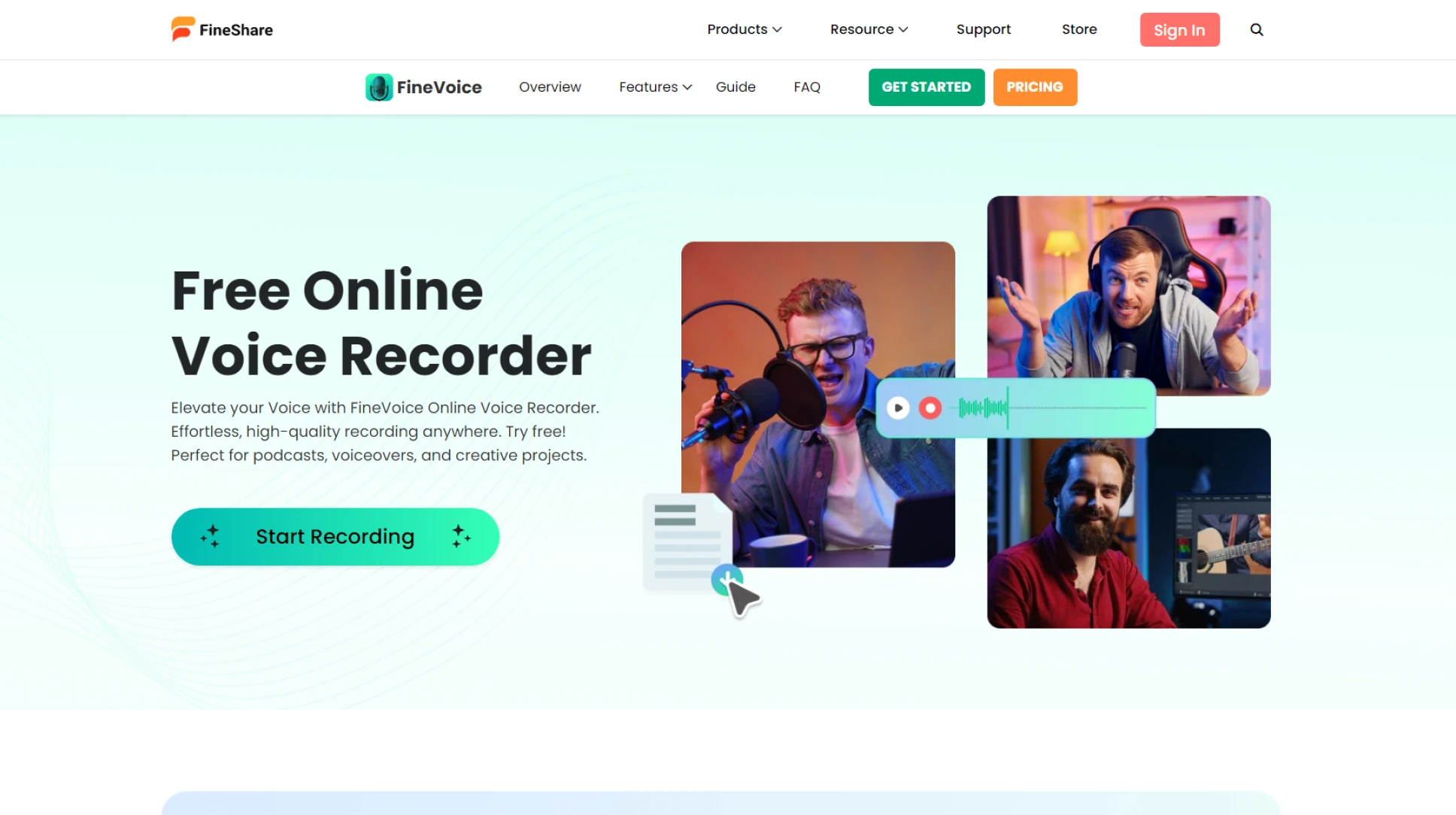 Free Online Voice Recorder | Fineshare