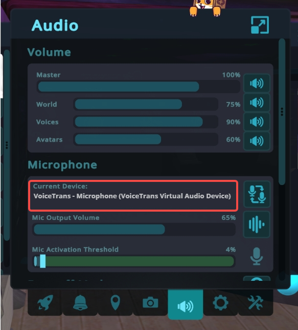 connect VoiceTrans to VRChat