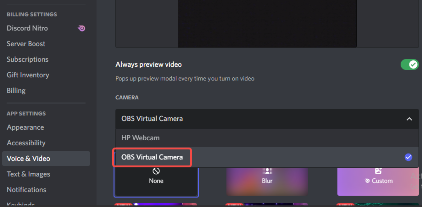 Add OBS Virtual Camera to Discord