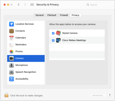 Adjust Webcam Privacy Settings on Mac