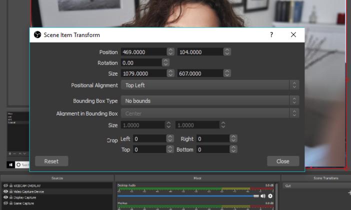 Adjust Webcam Zoom Settings on Windows using OBS