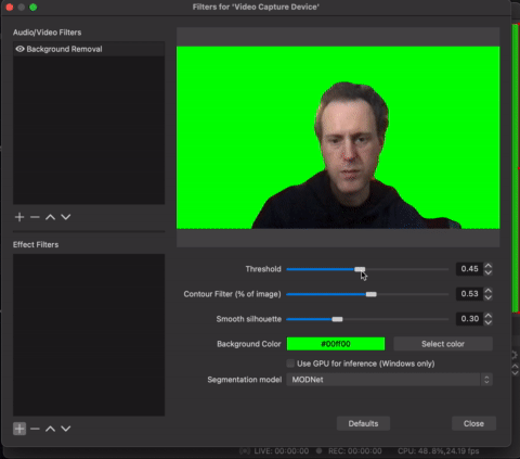 OBS Virtual Background without Green Screen