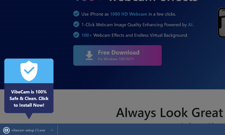 Click the exe file to install VibeCam