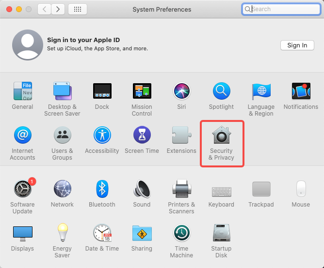 Mac System Preferences > Security & Privacy