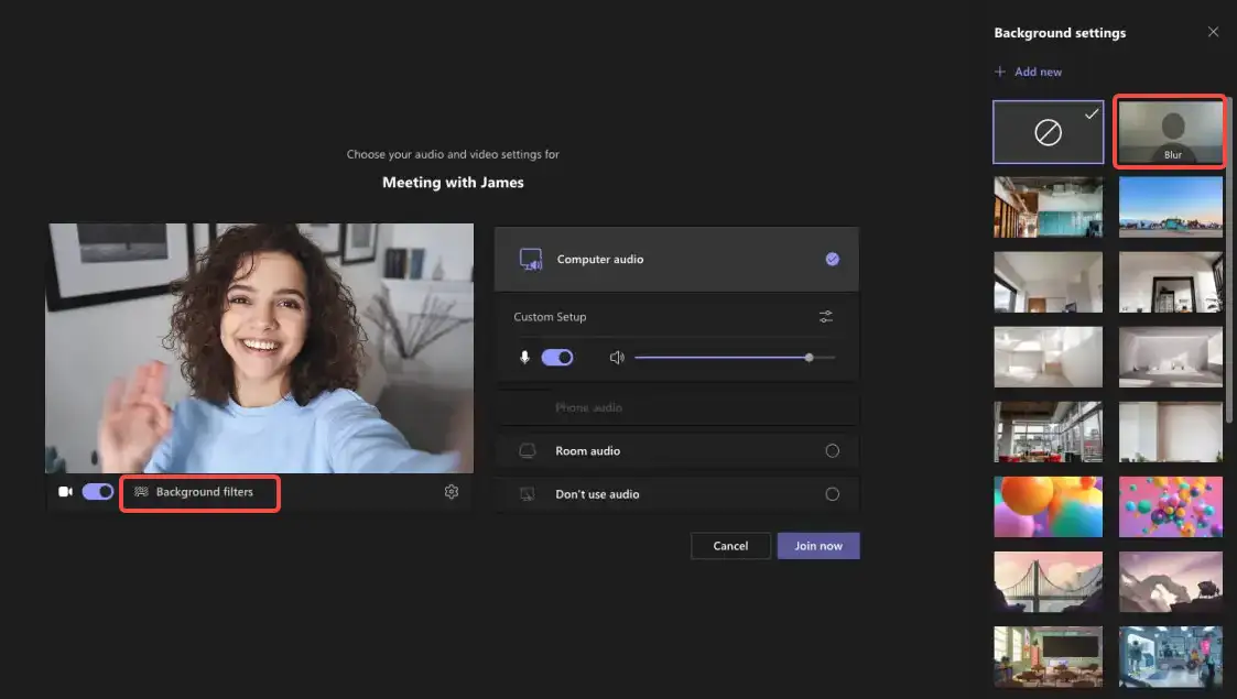 blur background in Microsoft Teams