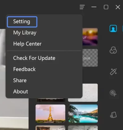 Click FineCam Menu Icon > Settings