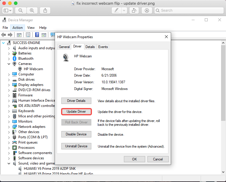 Fix Incorrect Webcam Flip on Windows - Update Driver