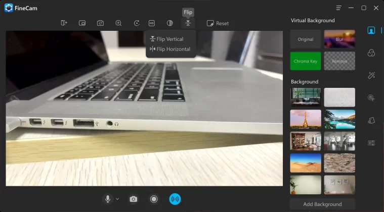 Mirror and Flip Webcam using FineCam