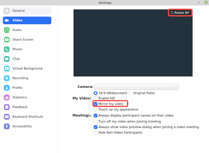 Mirror, Rotate and Flip Webcam on Zoom