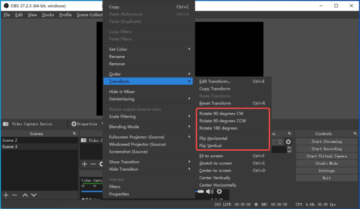 Mirror, Rotate and Flip Webcam using OBS Studio