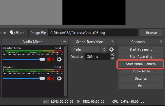 Start OBS Virtual Camera on Windows