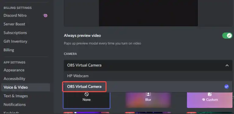 Add OBS Virtual Camera to Discord
