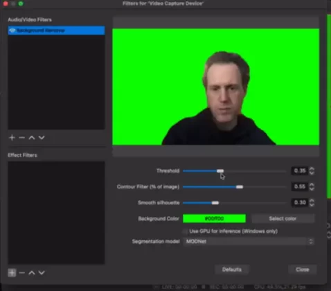 OBS - Webcam Background Removal