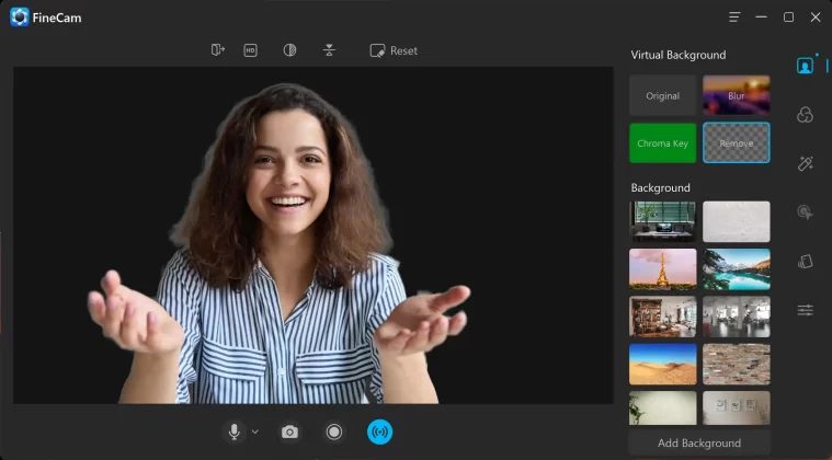 Remove Webcam Background using FineCam