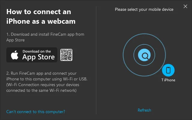 Connect iPhone as A Webcam - FineCam