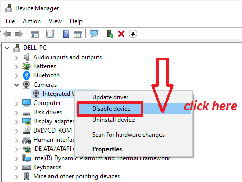 Disable Camera Driver to Turn Off Webcam