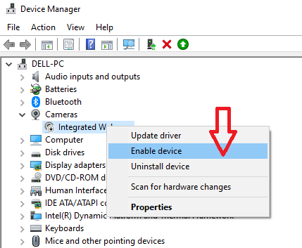 Fix Dell Camera Not Working - Enable Camera