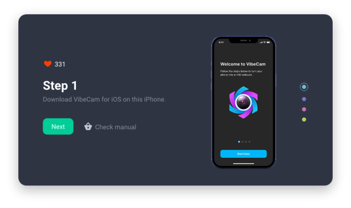 VibeCam Widget Concept 4 - Use iPhone As Webcam Step 1