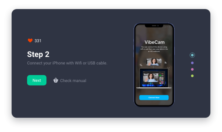 VibeCam Widget Concept 4 - Use iPhone As Webcam Step 2