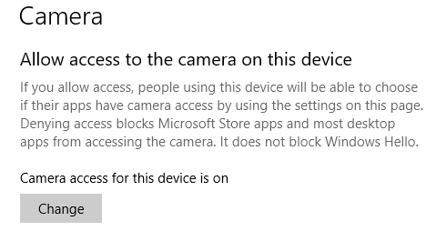 Allow Access to The Camera on This Device