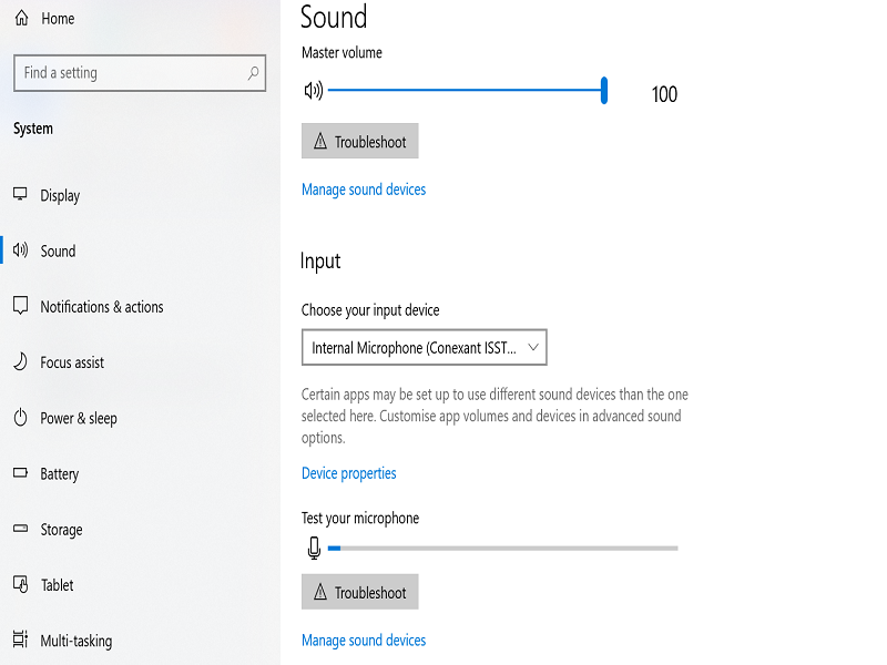 Check Microphone in Windows 10