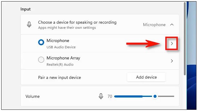 Check Microphone in Windows 11 - Step 2