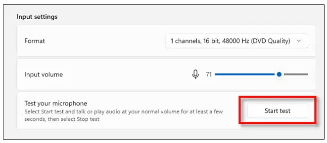 Check Microphone in Windows 11 - Step 3