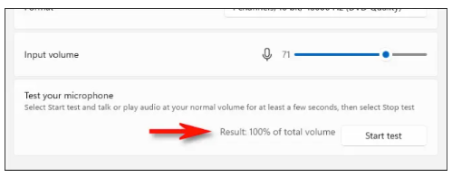 Check Microphone in Windows 11 - Step 4