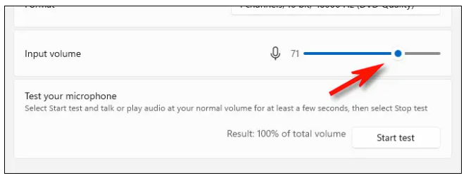 Check Microphone in Windows 11 - Step 5