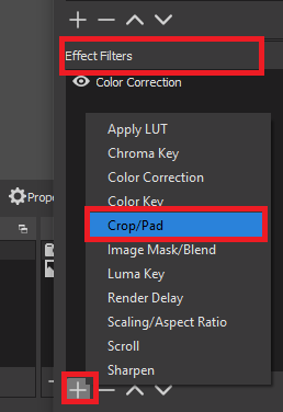 Use Crop/Pad Filter on OBS Stuido