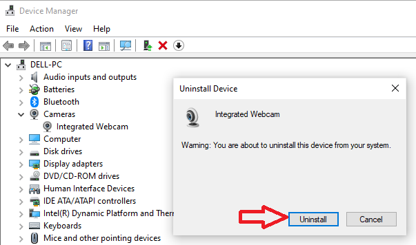 Lenovo Camera Not Working - Confirm Uninstall Driver