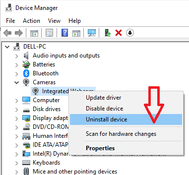 Uninstall Webcam Driver