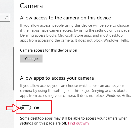 Fix Dell Camera Problem - Allow Apps to Access Dell Camera