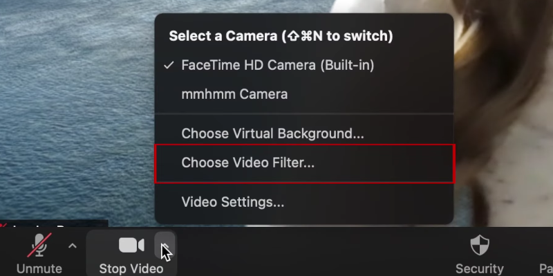 How to Add Webcam Filters Using Zoom - Step 4