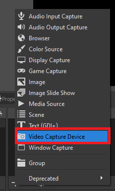 Choose Video Capture Device - OBS Studio