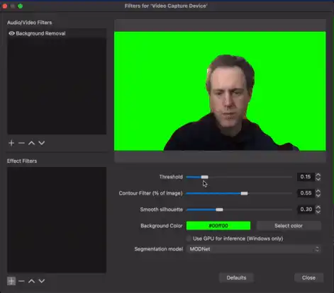 OBS Background Removal - Portrait Segmentation