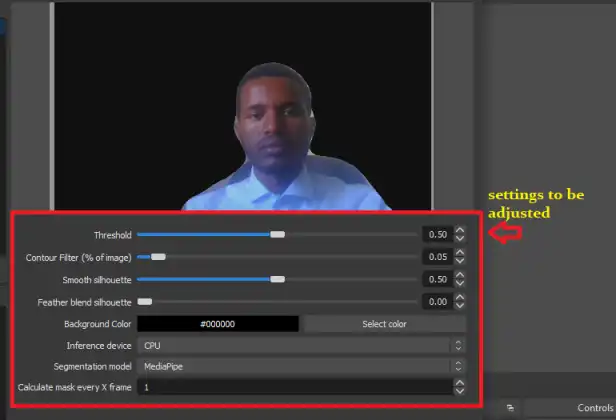 Adjust Background Removal on OBS Studio