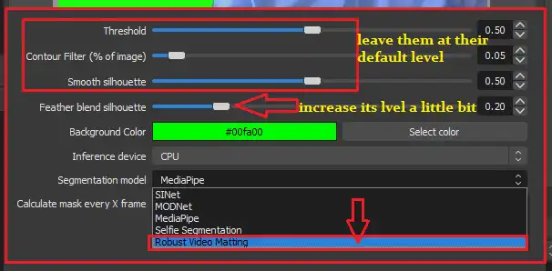 OBS Background Removal Settings