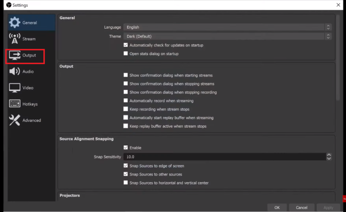 OBS Output Settings