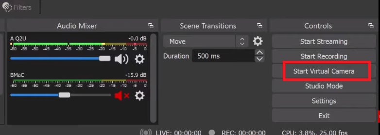 Start Virtual Camera - OBS Studio