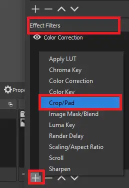 Use Crop/Pad Filter on OBS Studio