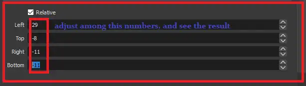 OBS Studio Crop/Pad Settings