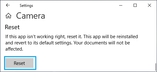 Reset Windows Camera App 