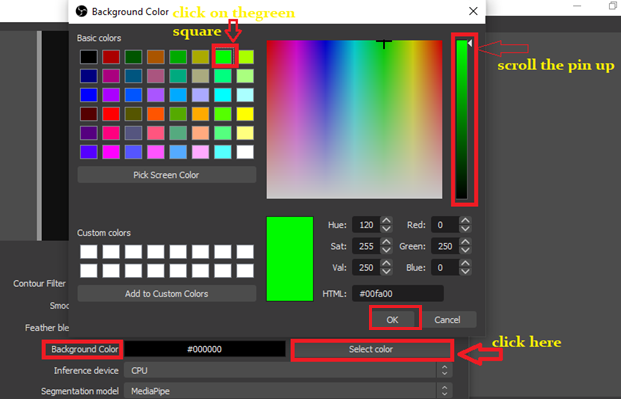 Select Background Color - OBS Background Removal