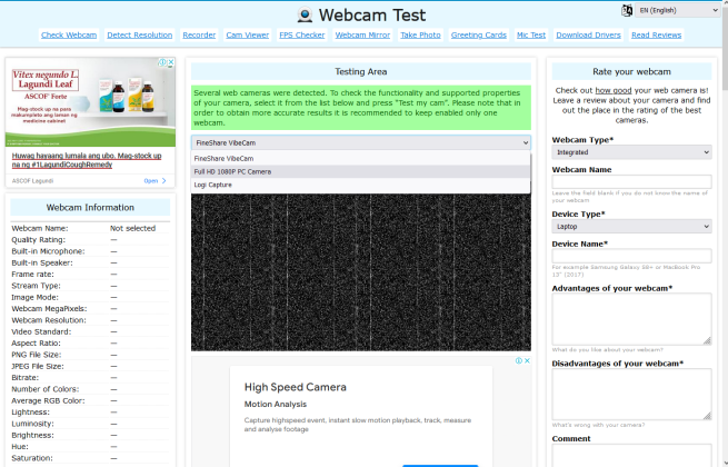 Free Webcam Test Software -webcamtests.com
