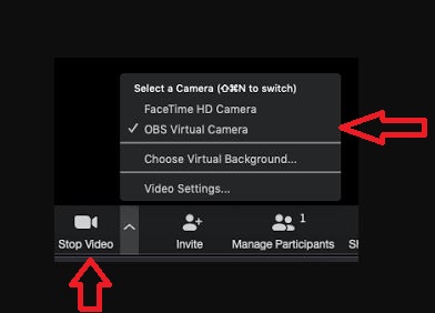 Select OBS Studio on Zoom