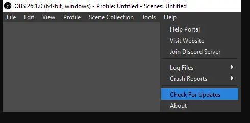Check for Update - Update OBS Studio