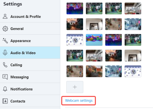 Access Webcam Settings from Skype Settings