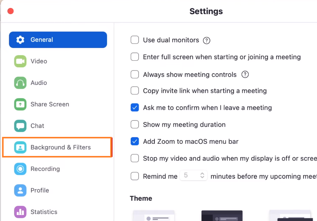 Zoom Background Filters